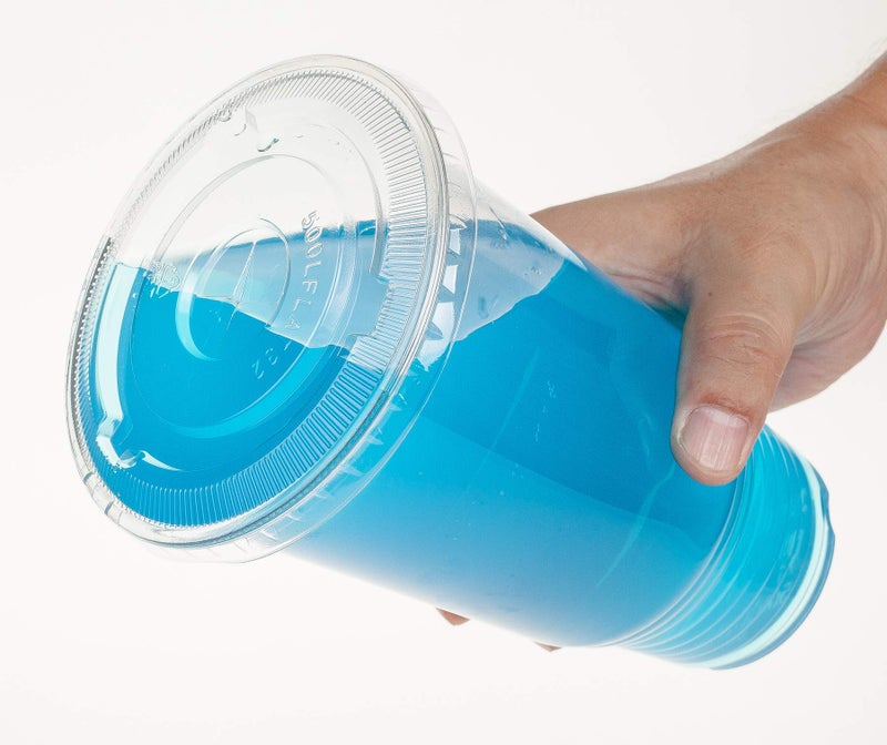 Golden Apple Cup series, 32oz Clear Plastic cups with Flid lids with X hole 25sets - Image 2